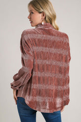 Umgee Women's Ruched Tiered Button-Up Shirt - Stylish & Elegant Fashion Top